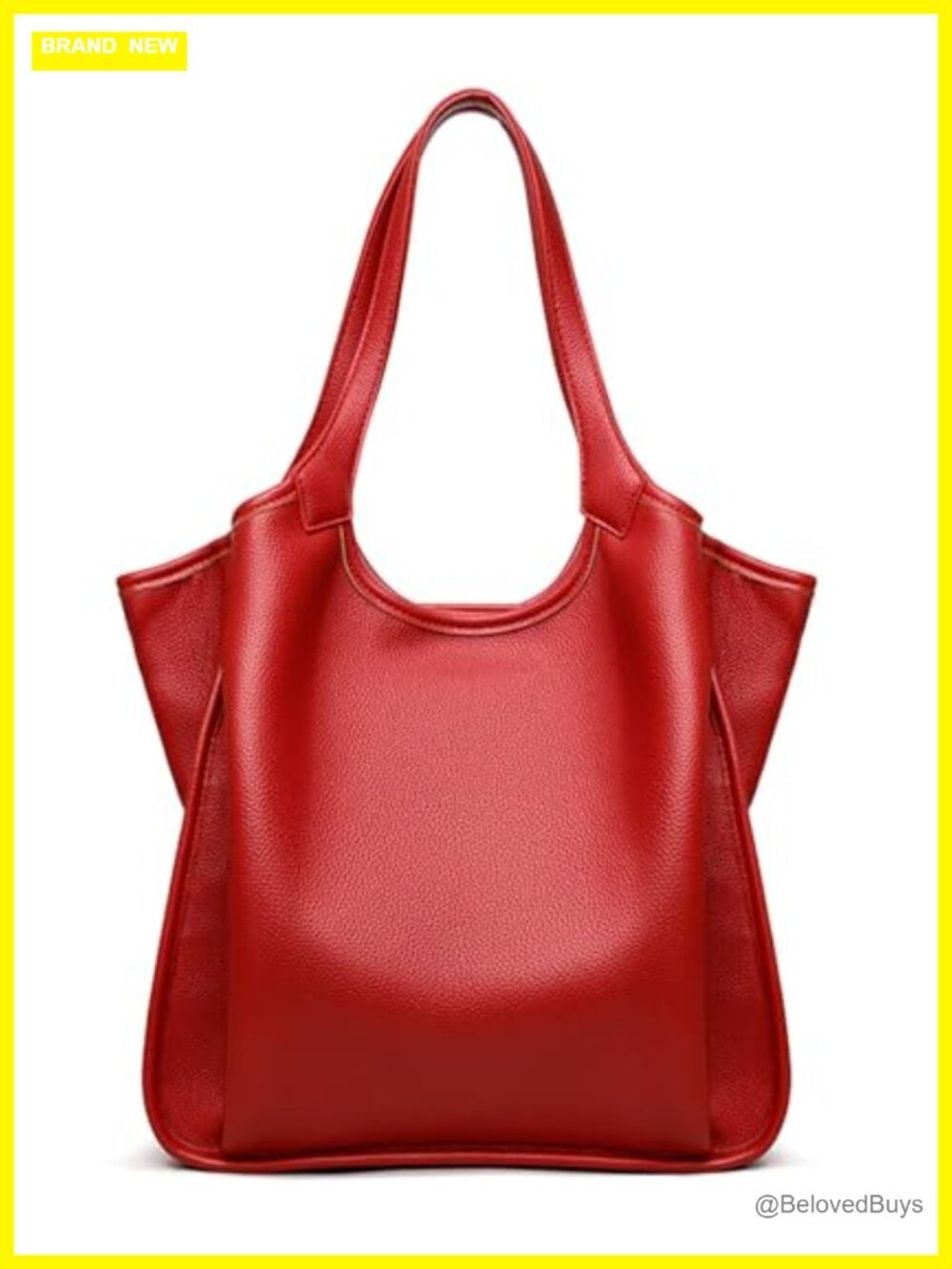 Large Vegan Leather Tote Bag Multi Pocket Shoulder Purse